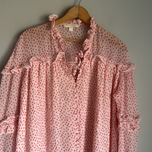 Jonathan Simkhai Delicate Romantic Silk Crepe Polka Dot Print Blouse Small - Picture 5 of 12